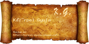 Körpel Gyula névjegykártya