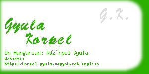 gyula korpel business card